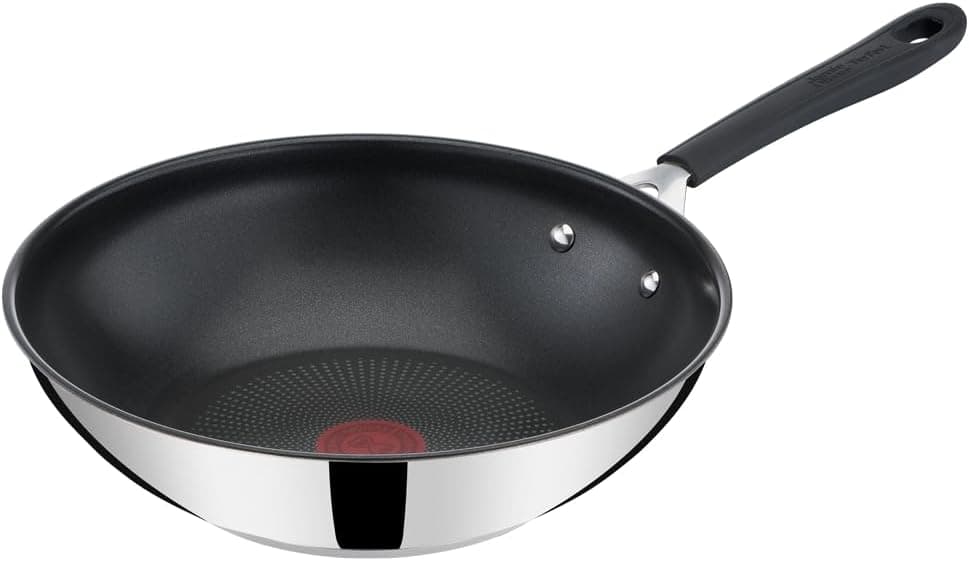 Frigideira Wok Tefal Jamie Oliver 28cm, Inox, com Fundo de Indução, Revestimento Titanium e Thermo Sinal