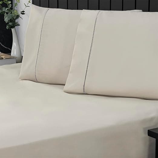 Jogo de Cama Casal Percal 400 Fios Ponto Palito 03 Peças, Antiácaro, Anti-pilling com Toque Macio - Bege