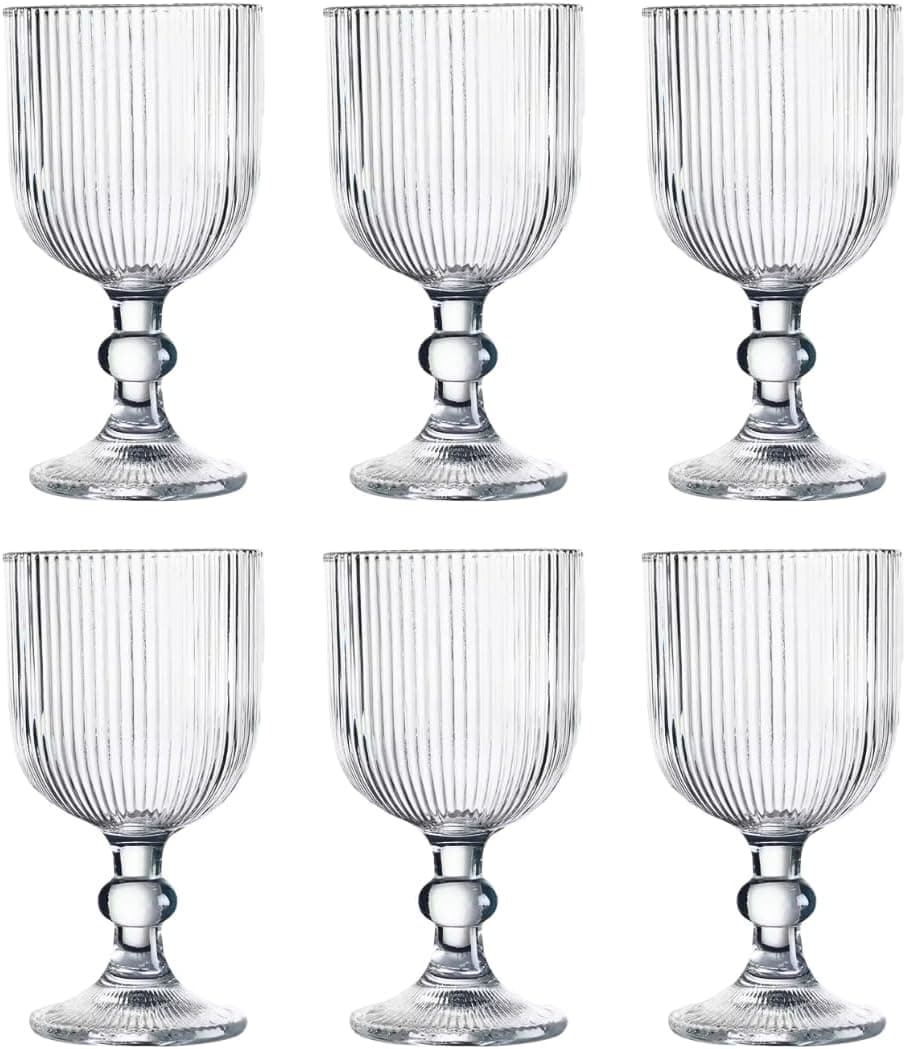 Jogo 6 Taças de Vidro Canelado 390ml Transparente