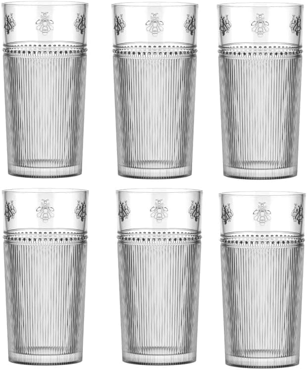 Jogo de 6 Copos Altos - Abelha - Pequenos Voadores - Vidro - 350Ml - Full Fit