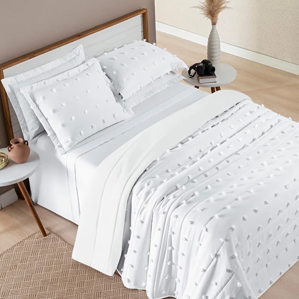 Cobre Leito Pompom Blogueira Solteiro Casal Queen King 300 Fios Acetinado 2 e 3 Peças